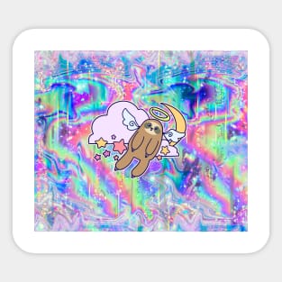 Moon Angel Sloth Rainbow Holographic Sticker